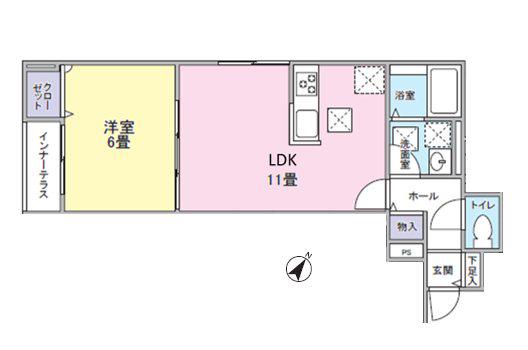 THE HOUSE NISHI HACHIOJI(1LDK/1階)の間取り写真