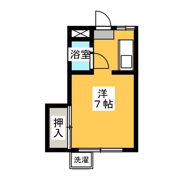旭ハイツ(ワンルーム/1階)の間取り写真