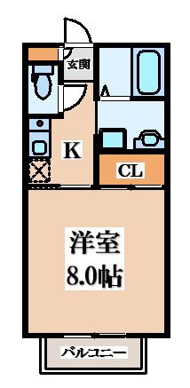サンモールC棟(1K/2階)の間取り写真