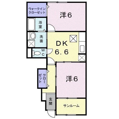 サンリットメゾンI(2DK/1階)の間取り写真