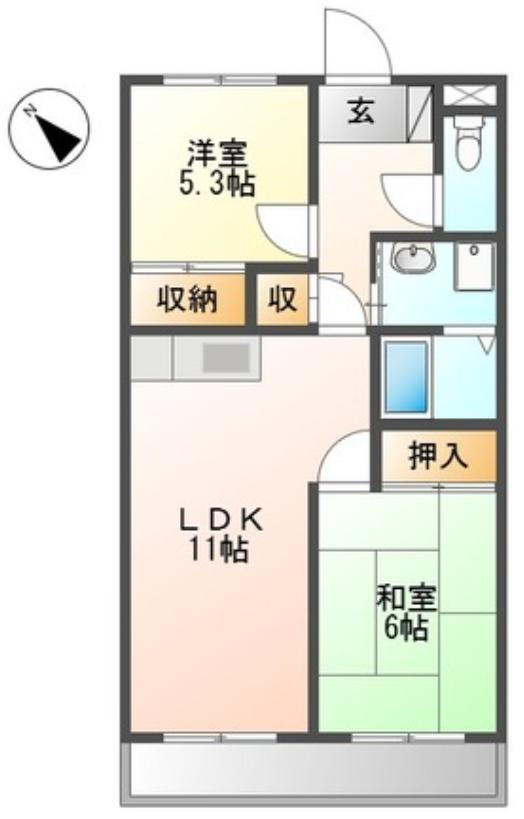 グリーンプレイス(2LDK/1階)の間取り写真