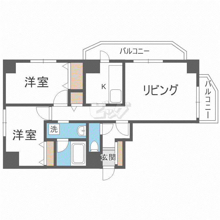 スカイコート(2LDK/4階)の間取り写真