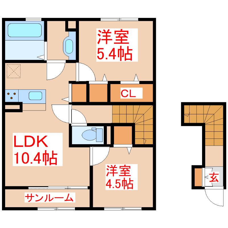 アリエッタ(2LDK/2階)の間取り写真