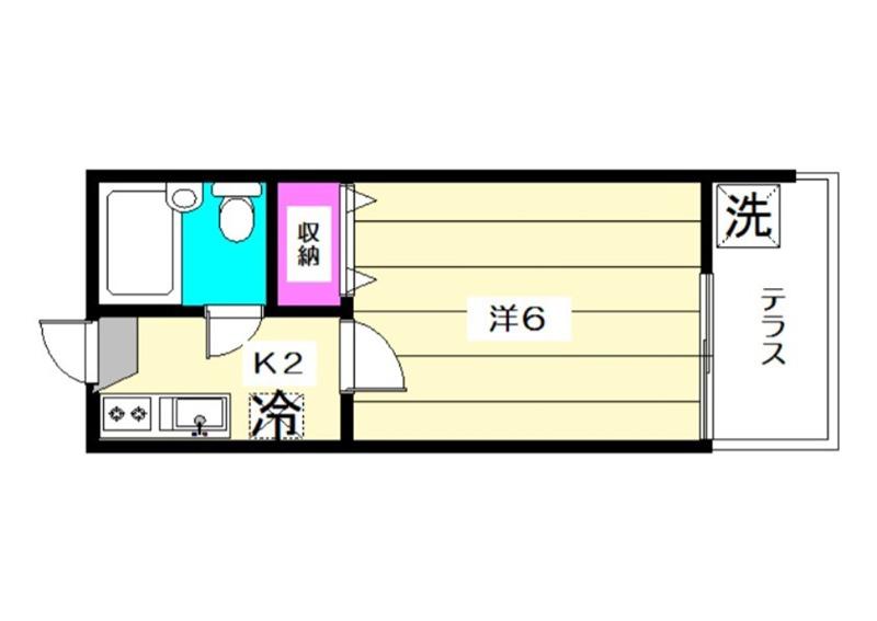 パルチアB(1K/1階)の間取り写真