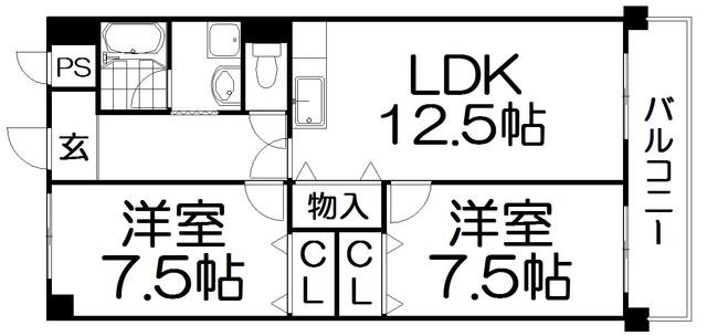 メゾン・ド・シエル(2LDK/1階)の間取り写真