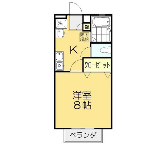 ダンディライオン西市 A棟(1K/1階)の間取り写真