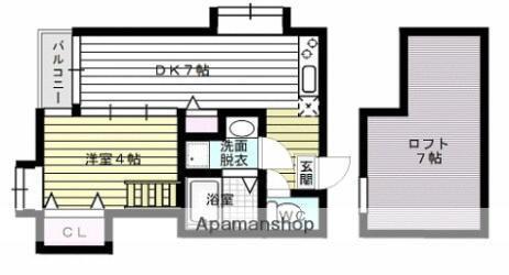 ロフティフラッツ(1DK/2階)の間取り写真
