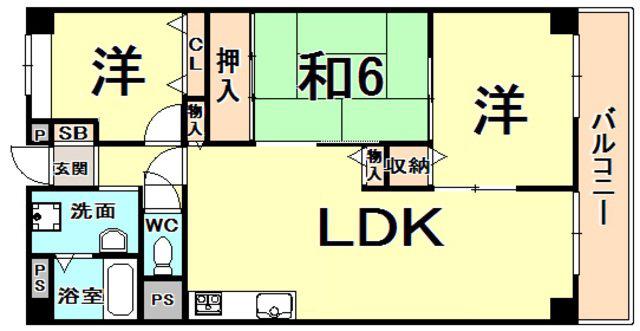 ルノン大森ドゥ(3LDK/6階)の間取り写真