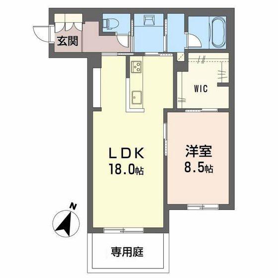 ピアヌーラ翠(1LDK/1階)の間取り写真