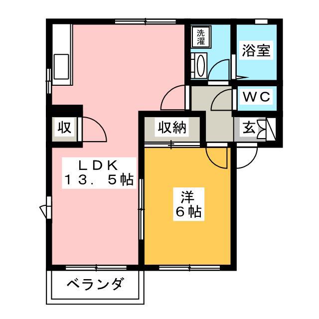 ターキーハイツ(1LDK/2階)の間取り写真