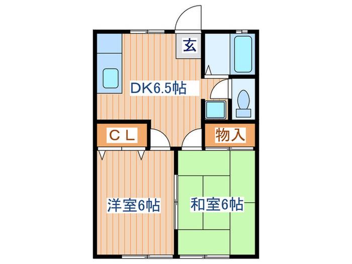 佐々木コーポ(2DK/2階)の間取り写真