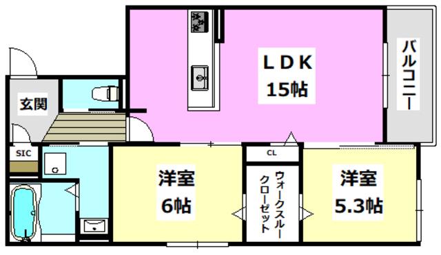 DRESIDENCE茨木蔵垣内(2LDK/2階)の間取り写真