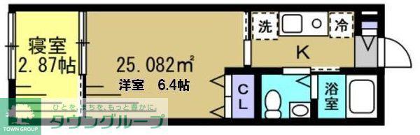 KT松戸六実(2K/3階)の間取り写真