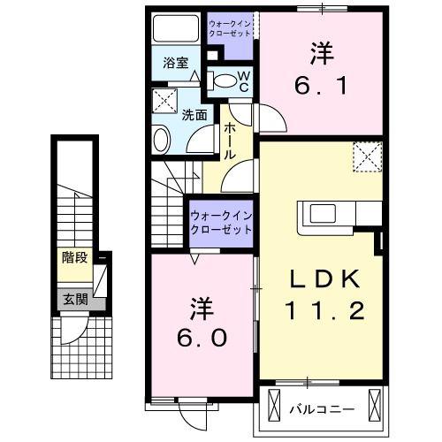 アルカンシェルB(2LDK/2階)の間取り写真