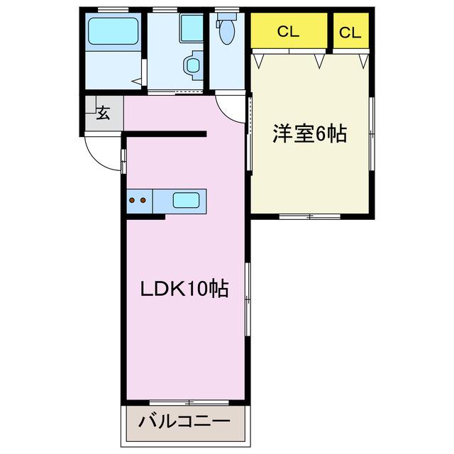 ジェントリー大友(1LDK/1階)の間取り写真