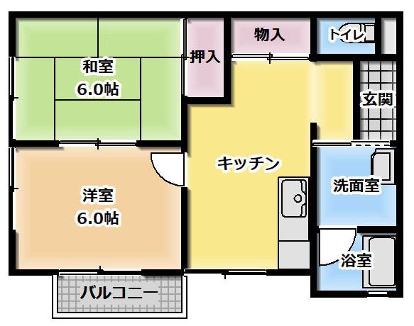 光陽台ハイツ(2DK/2階)の間取り写真