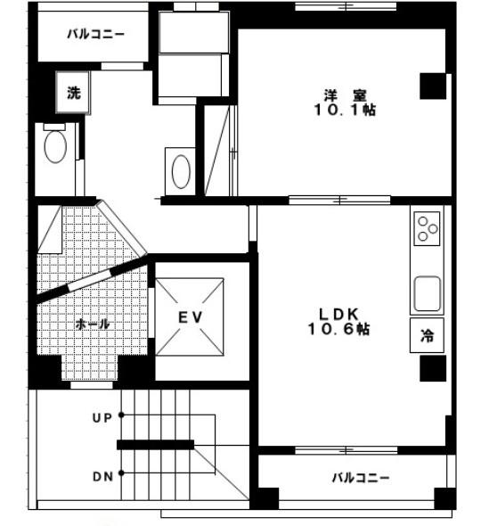 エムワイエムビル(1LDK/8階)の間取り写真