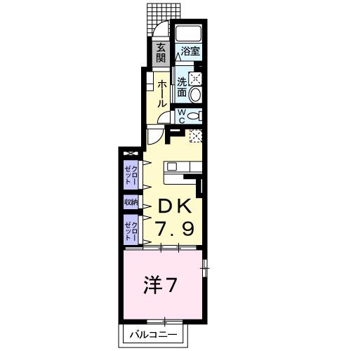 エアリースクエアI(1DK/1階)の間取り写真