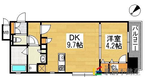 アクタス天神パークシティ(1LDK/8階)の間取り写真