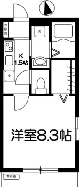 グランドゥール聖蹟(1K/2階)の間取り写真