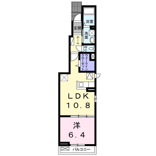 ラティアII A(1LDK/1階)の間取り写真