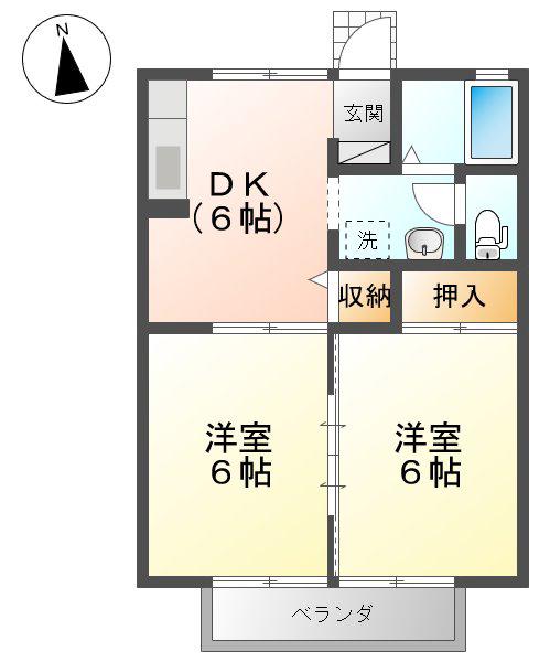 セジュール御山A棟(2DK/2階)の間取り写真
