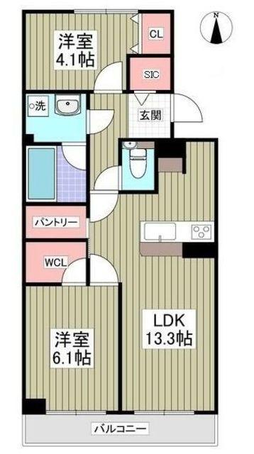 荻嶋グリーンハイツ(2LDK/4階)の間取り写真