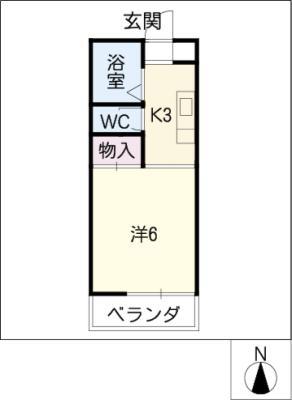 ノースラポール(1K/3階)の間取り写真