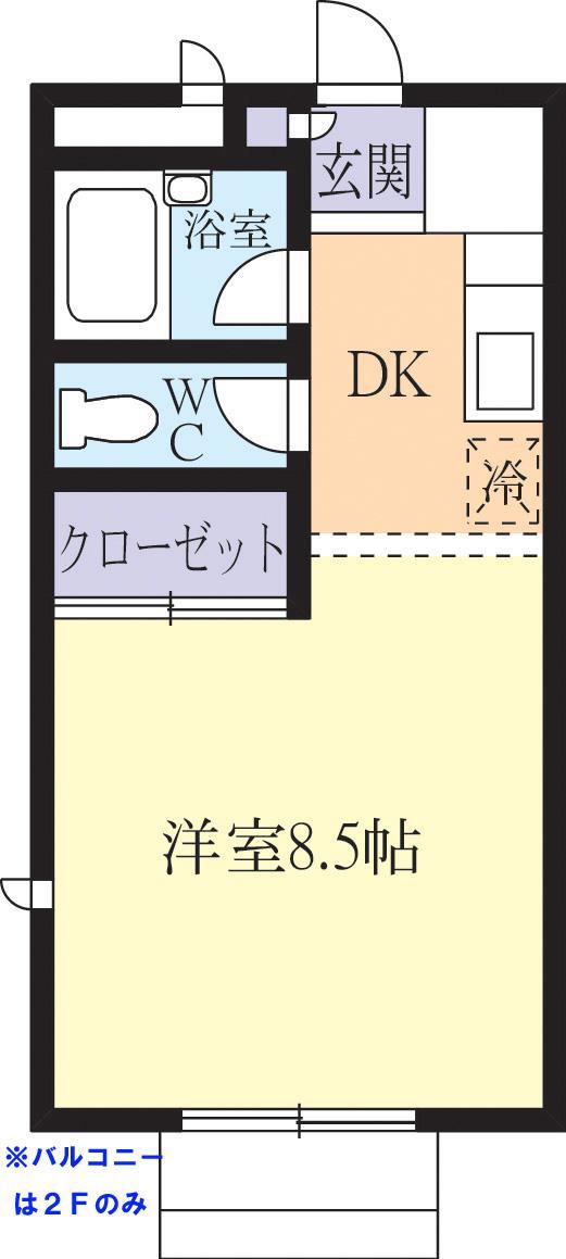 ベル・ツクバB(ワンルーム/2階)の間取り写真