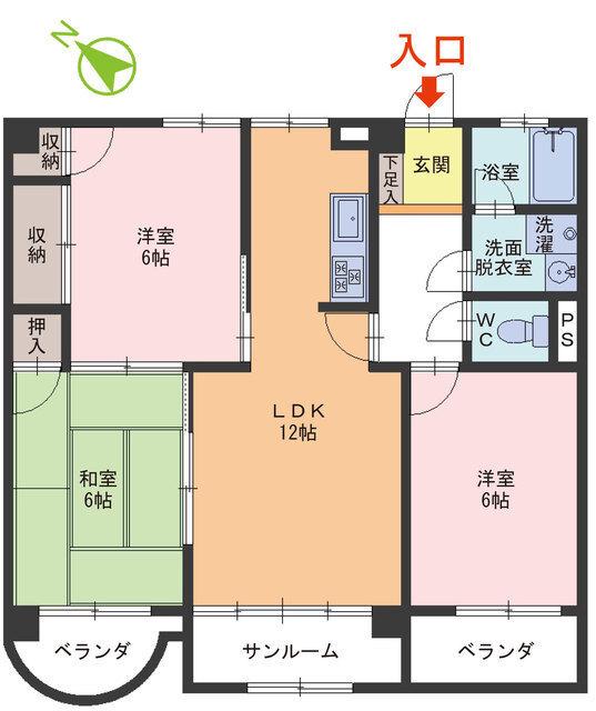 レジデンス大地(3LDK/1階)の間取り写真