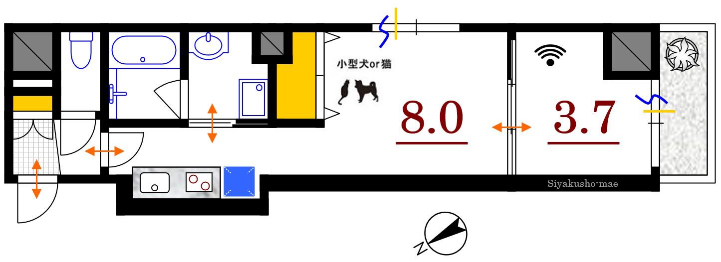 エトワール舟入中町(1LDK/7階)の間取り写真
