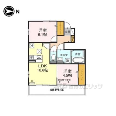 リビオン中野北2(2LDK/1階)の間取り写真