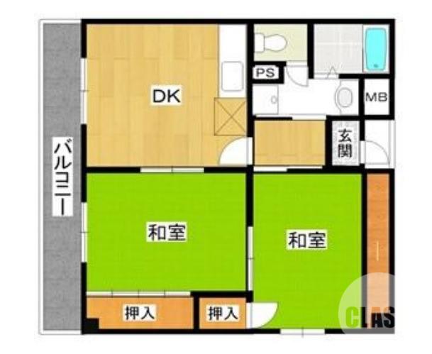 アベニール堺駅前(2DK/6階)の間取り写真