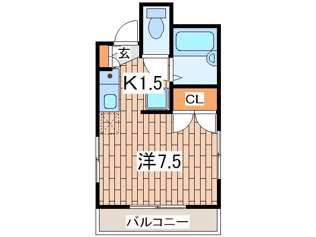 KIビル(1K/4階)の間取り写真