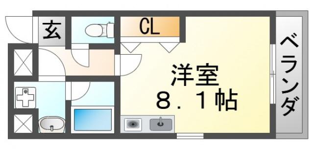 アーデン江坂II(ワンルーム/2階)の間取り写真