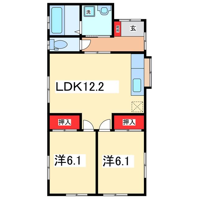 コーポ南学校町(2LDK/2階)の間取り写真