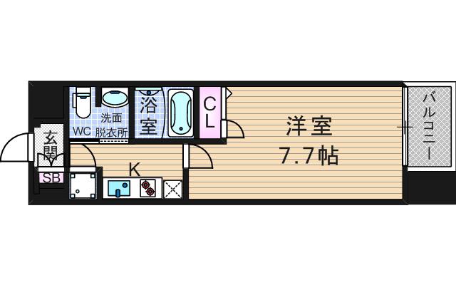 レジュールアッシュ南堀江(1K/9階)の間取り写真