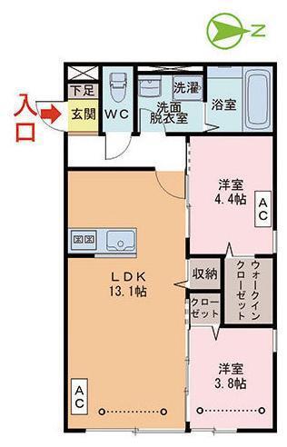 エレノア(2LDK/1階)の間取り写真