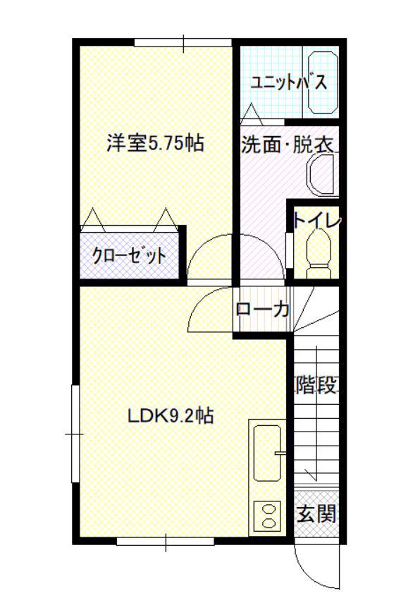 プレステージB(1LDK/2階)の間取り写真