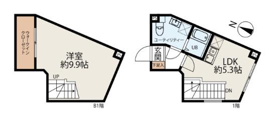 YS COURT AKABANE(1DK/B1階)の間取り写真