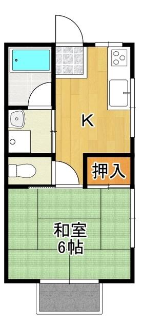 あみハイツ(1K/2階)の間取り写真