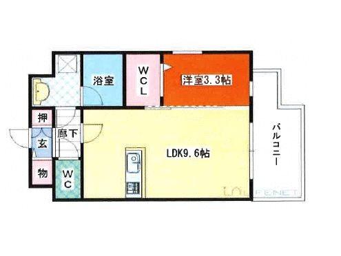 アリエッタ薬院(1LDK/2階)の間取り写真