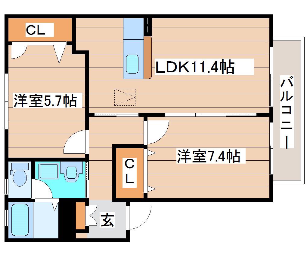 GIARDINO(2LDK/1階)の間取り写真