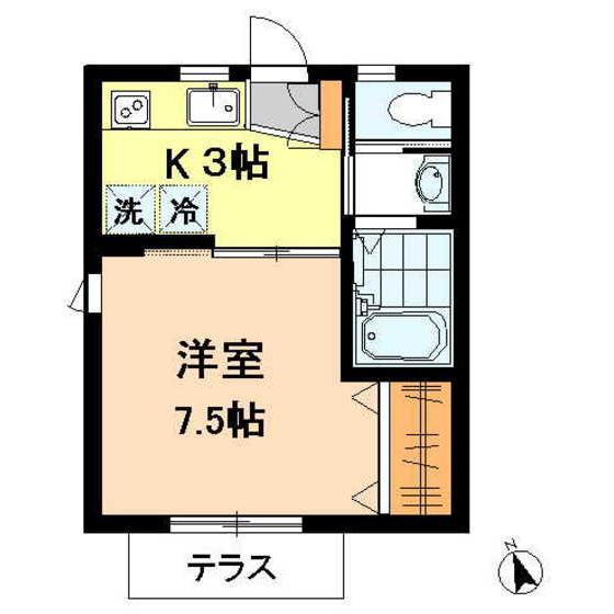 グリーンハウス(1K/2階)の間取り写真