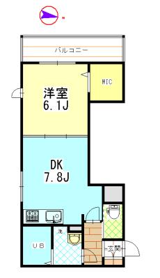 CLE DU BONHEUR(1DK/3階)の間取り写真