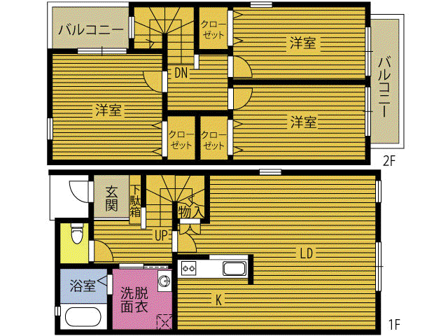 エヴァーグリーン羽田S棟(3LDK/1階)の間取り写真