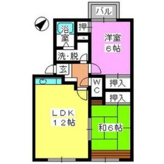 メロディハイツ永隈(2LDK/2階)の間取り写真