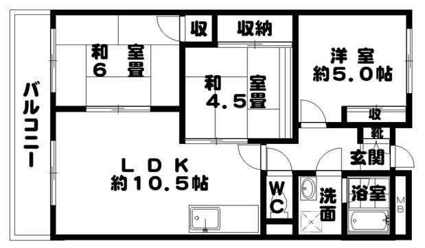 ハイツ・ディ・ブルーメ(3LDK/5階)の間取り写真