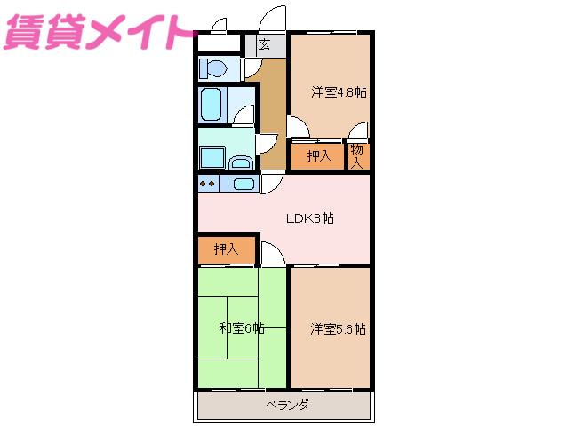 ア・ラ・モード 21(3DK/4階)の間取り写真