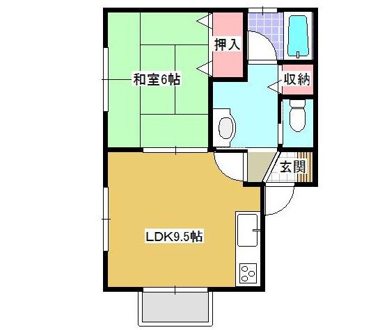 〇イーストパレスII B(1LDK/1階)の間取り写真